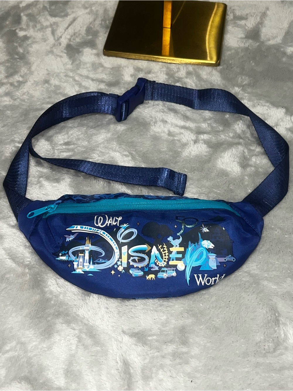 Disney Parks Walt Disney World 50th Anniversary Blue Belt Bag Fanny Pack -